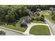 Aerial view of a luxurious home nestled in a lush, green neighborhood with mature trees and manicured lawns at 9742 Fallview Ct, Villa Rica, GA 30180