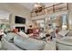 Expansive living room with high ceilings, comfortable seating, a fireplace, and an open layout for gatherings at 1214 Weatherstone Way, Peachtree City, GA 30269