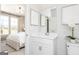 Stylish bathroom featuring modern fixtures, white cabinetry, and a clean design at 502 Regency Trl, Acworth, GA 30102