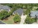 Captivating aerial view of a beautiful home with a manicured lawn, mature trees, and a long driveway at 719 Bethpage Dr, Mcdonough, GA 30253