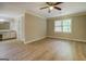 Large bedroom with ceiling fan, window and bathroom access at 1201 Justin Ln, Lithonia, GA 30058