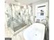 Bright bathroom showcasing a glass shower, a modern tub, and elegant fixtures at 3189 Jackson, Hapeville, GA 30354