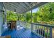 Covered porch with a wooden table, chairs, and an open view of the backyard at 7550 Fielder Rd, Jonesboro, GA 30236