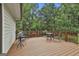 Spacious outdoor deck with wood railing provides an excellent space for relaxing and enjoying the lush scenery at 502 Pine Cir, Peachtree City, GA 30269
