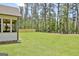 Expansive backyard featuring lush green grass, tall trees, and a serene wooded boundary for enhanced privacy at 82 Airmont Dr, Sharpsburg, GA 30277