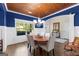 Dining room features a wood plank ceiling, wainscoting, and ample natural light at 105 Turnberry Trce, Sharpsburg, GA 30277