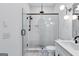 Bathroom features a glass enclosed shower and vanity at 3587 Candler Ct, Hapeville, GA 30354