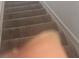 Carpeted stairs with a painted handrail leading to upper level of the residence at 7253 Lacey Dr, Douglasville, GA 30134