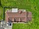 Aerial view of a well maintained property with a large yard and lush green grass at 260 Sams Dr, Fayetteville, GA 30214