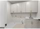 Functional laundry room with sleek cabinets, sink, and modern fixtures at 3735 Tamiami Trl, Cumming, GA 30041