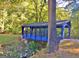 A shaded blue covered bridge offering a unique feature and visual interest in the community at 315 Antebellum Way, Fayetteville, GA 30215