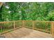 A back deck overlooking a serene wooded view at 1638 River Trc, Auburn, GA 30011