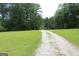 Long gravel driveway leading to a secluded property surrounded by lush greenery and mature trees at 124 Wynn Rd, Mcdonough, GA 30252