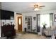 Living room features a fireplace, decor, an area rug, and an accent chair at 124 Wynn Rd, Mcdonough, GA 30252