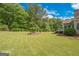 Spacious backyard with a lush lawn and mature trees, ideal for outdoor enjoyment and relaxation at 531 Grant Rd, Brooks, GA 30205