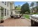 Relaxing back deck with outdoor seating, umbrella, and a grill, perfect for entertaining and enjoying the backyard view at 1029 Ector Nw Dr, Kennesaw, GA 30152