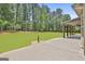 Lush green backyard with mature trees at 101 Sumner Place Ct, Peachtree City, GA 30269