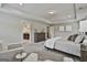 Bedroom boasts neutral tones, carpet, an area for seating, and a view into the ensuite bathroom at 101 Sumner Place Ct, Peachtree City, GA 30269