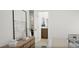 Comfortable bedroom with dresser, doorway to bathroom and a floorplan overview in the corner at 1246 Trombone Way # 111, Mcdonough, GA 30252