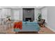 Cozy living room with a modern fireplace, adjacent to an open-concept dining and kitchen area at 786 Neal Nw St, Atlanta, GA 30318