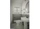 Bathroom with pedestal sink, modern finishes, and updated lighting at 1684 Lake Harbin Rd, Morrow, GA 30260
