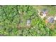 Aerial view of the house nestled among lush green trees and nature, featuring private outdoor space at 135 Birdsong Ln, Fayetteville, GA 30215