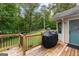 Spacious wood deck is perfect for entertaining and grilling with lush backyard views at 135 Birdsong Ln, Fayetteville, GA 30215