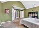 Spacious main bedroom featuring high ceilings, a barn door, and ample storage at 503 Atwood Cir, Peachtree City, GA 30269