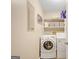 Practical laundry area featuring appliances, storage shelves, and efficient use of space at 29 Clark Pl, Whitesburg, GA 30185