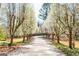 Picturesque driveway lined with blooming trees creates a stunning approach to the property at 2366 Battle Forest Sw Dr, Marietta, GA 30064