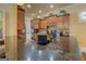 Modern kitchen featuring dark granite countertops, custom cabinets, and modern stainless steel appliances at 4128 Hunt Sw St, Covington, GA 30014