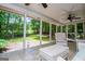 Relaxing screened porch with comfortable seating and serene views of the landscaped backyard at 7358 S Mitchell Ct, Villa Rica, GA 30180