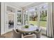Bright breakfast nook with a round table, cozy chairs, backyard view, and access to the outdoor patio at 229 Widener Way, Peachtree City, GA 30269