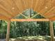 View from a carport showing the structure's wooden supports and roof with a background of trees at 518 Paynes Lake Rd, Carrollton, GA 30116