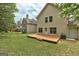 Townhome with a wooden deck and large grassy area in a well-maintained backyard at 737 Shadow Lake Dr, Lithonia, GA 30058