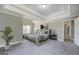 Bedroom with a king-sized bed, decor and a gray patterned rug over gray carpet at 823 Hennepin Ter, Mcdonough, GA 30253