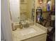 Bathroom vanity with light countertop and white sink at 4032 Ward Lake Trl, Ellenwood, GA 30294