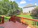 Inviting wooden deck overlooking a serene backyard with trees and manicured lawns at 2810 Promenade Pl, Buford, GA 30519