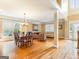 Spacious living room with hardwood floors, a chandelier, and an open layout at 2810 Promenade Pl, Buford, GA 30519