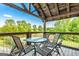 Relaxing covered back porch with a table and four chairs overlooking a lush green landscape at 68 Riveree Rd, Brooks, GA 30205
