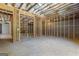 Unfinished basement space ready for customization, featuring concrete floor, exposed ceiling and framed walls at 155 Grace Hope Dr, Brooks, GA 30205