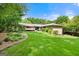 Sprawling backyard with verdant lawn, established garden beds, and lush trees at 1533 High Haven Ne Ct, Atlanta, GA 30329