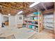 Unfinished basement with exposed beams, ideal for storage and future projects at 160 Country Mill Ln, Stockbridge, GA 30281