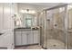 Bathroom featuring a glass enclosed shower and modern vanity at 123 Mulberry Ct, Peachtree City, GA 30269