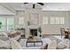 Bright and airy living room with a fireplace, ceiling fan, and a large window for natural light at 123 Mulberry Ct, Peachtree City, GA 30269