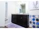 Bathroom featuring a granite vanity, a large mirror, and an elephant painting on the wall at 1243 Polk Xing, Mcdonough, GA 30252