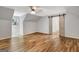 Upstairs bedroom featuring a dormer window, wood floors and a sliding barn door at 1572 Hines Rd, Moreland, GA 30259