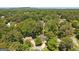 A bird's eye view of a suburban neighborhood nestled amongst mature hardwood trees at 1850 Linnet Ne Ct, Roswell, GA 30075