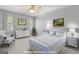 This virtually staged bedroom features soft blue accents, creating a serene and inviting space at 1850 Linnet Ne Ct, Roswell, GA 30075
