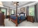 Comfortable main bedroom with a four-poster bed, neutral walls, and bedside tables at 1850 Linnet Ne Ct, Roswell, GA 30075